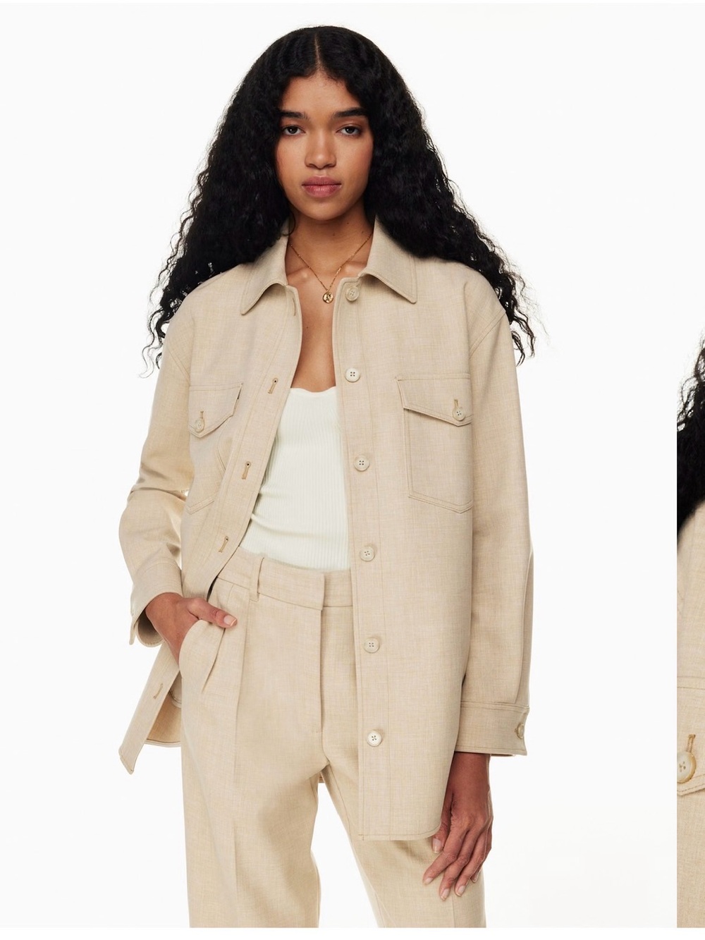 Aritzia Wilfred The Ganna Shirt Jacket – Beige, Size Small, Excellent condition